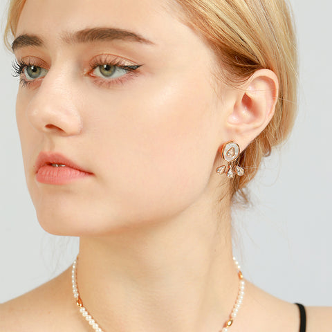 Food & Prosperity Mother-of-Pearl Crystal Earrings