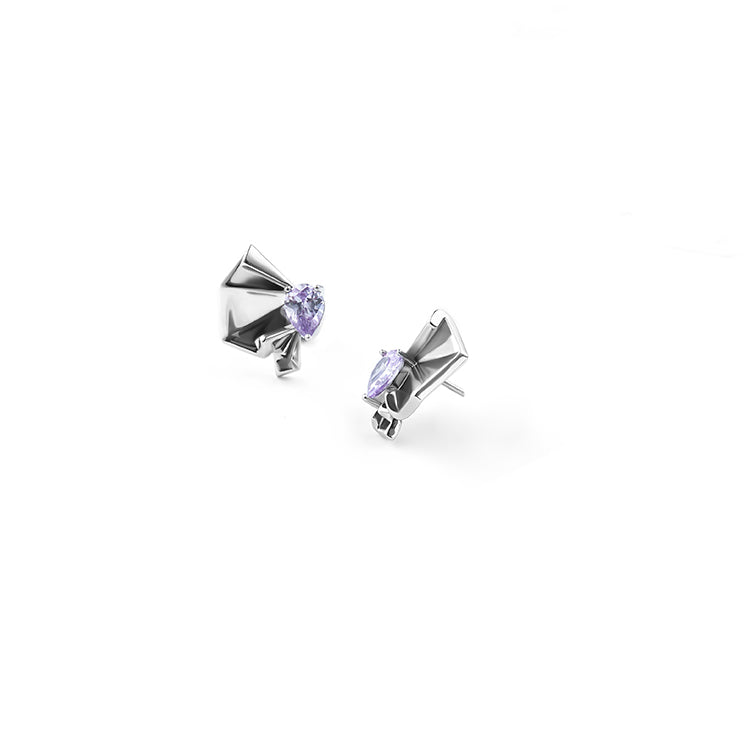 Origami Moth Orchid Pearl Stud Combination Earrings