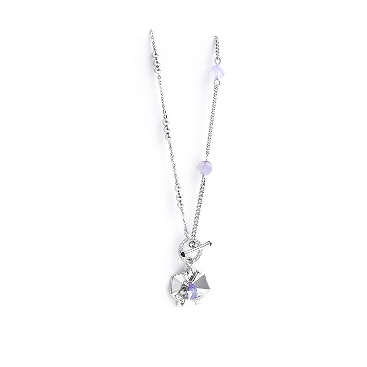 Origami Moth Orchid Crystal Necklace