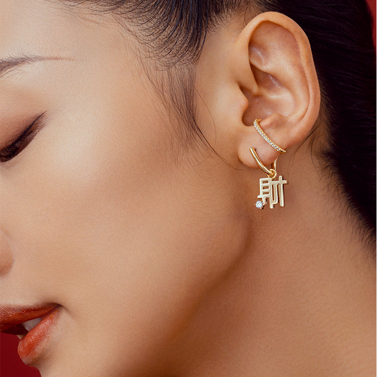 Perfect "Fafa" Chinese Character Trendy Stud Earrings