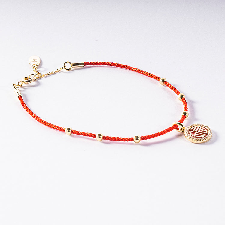 Fu Character Red String Bracelet