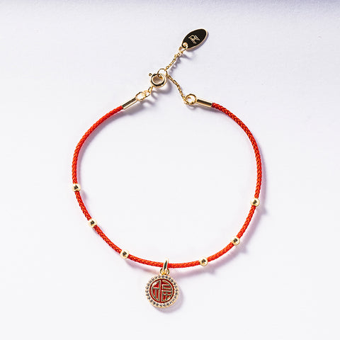 Fu Character Red String Bracelet